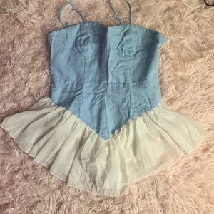 💕 Blue and White Denim Romper